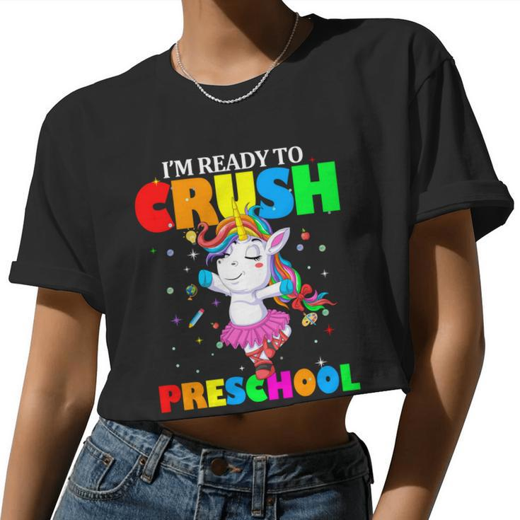 Unicorn Im Ready To Crush Preschool V2 Women Cropped T-shirt