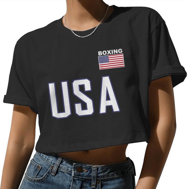 Usa Flag Boxing Cool Boxer Training Equipment Women Women Cropped T-shirt