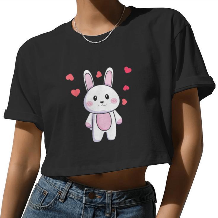 Valentines Couple Bunny Heart Matching For Female Girls Shirt Women Cropped T-shirt