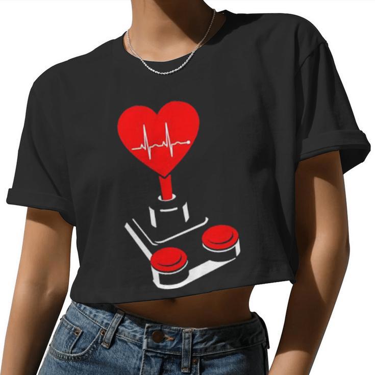 Video Gamer Heart Controller Valentine's Day Boys Classic Women Women Cropped T-shirt