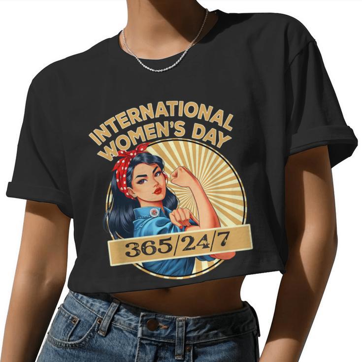 Vintage 8 March International Women's Day Asian American Women Cropped T-shirt