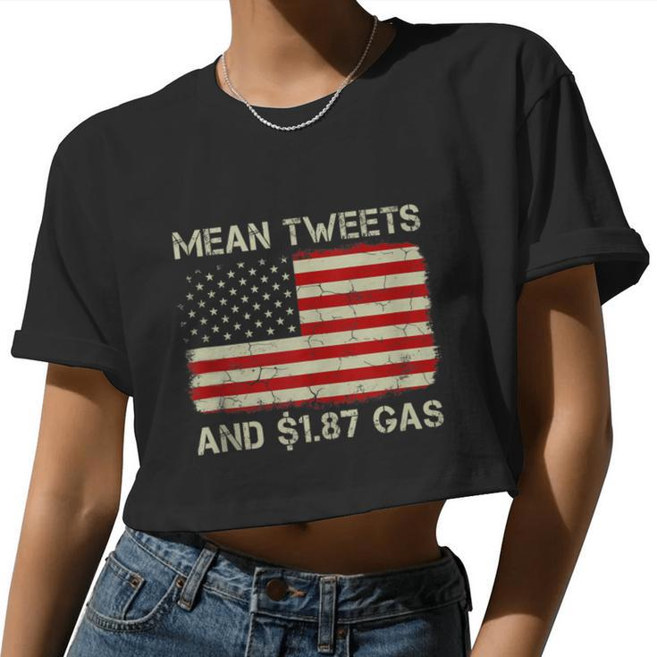 Vintage Old American Flag Mean Tweets And 187 Gas Women Cropped T-shirt