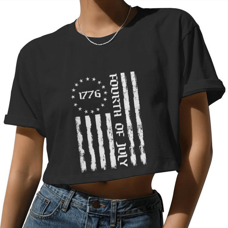 Vintage Patriotic Flag Fourth Of July 4Th Of July Women Cropped T-shirt