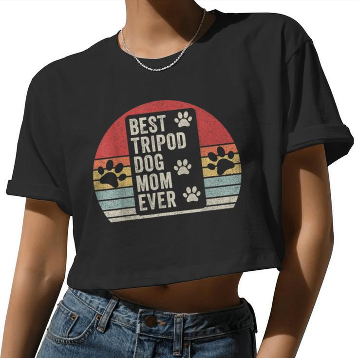 Vintage Retro Best Tripod 3 Legged Dog Mom Women Cropped T-shirt