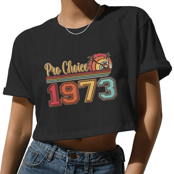 Vintage Retro Tropical Pro Choice Women Cropped T-shirt