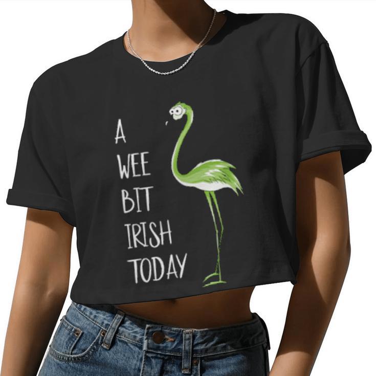 A Wee Bit Irish Today Green Flamingo St Pattys Day Women Cropped T-shirt