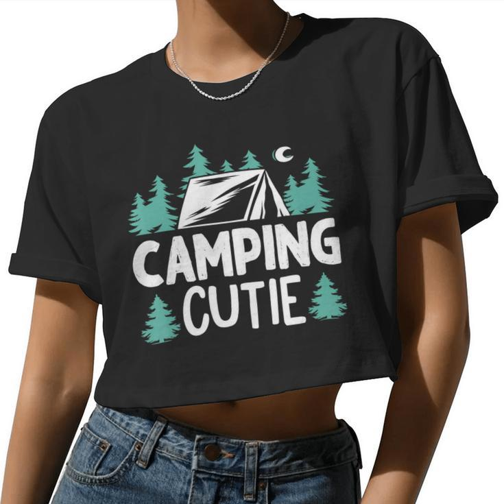 Women Girls Kids Camping Cutie Camp Gear Tent Apparel Ladies T Shirt Women Cropped T-shirt