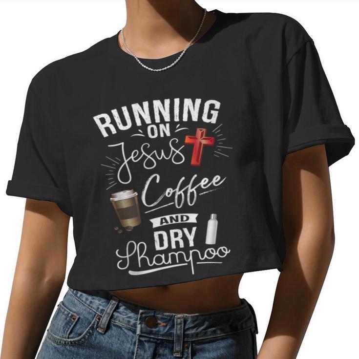 Women Running On Jesus Coffee And Women Cropped T-shirt