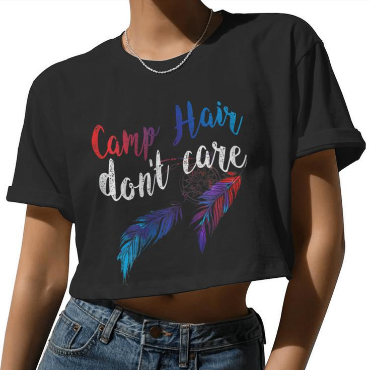 Womens Camp Hair Don't Care Tshirt Humorous T Shirt Women Cropped T-shirt
