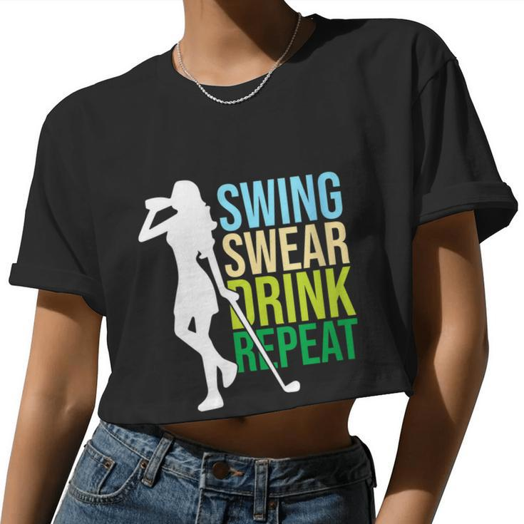 Womens Swing Swear Drink Repeat Love Golf Women Cropped T-shirt