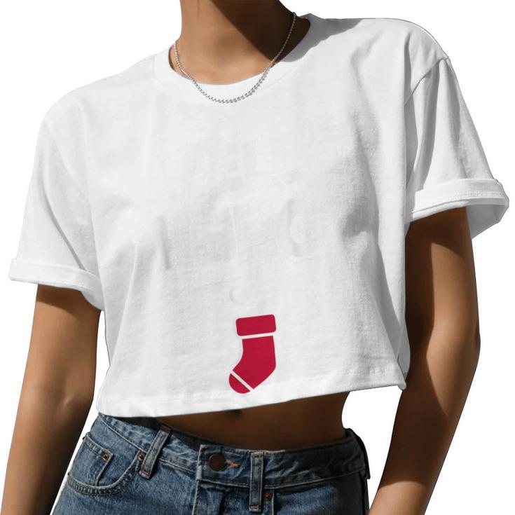 Well Hung Christmas Christmas Stocking Women Cropped T-shirt