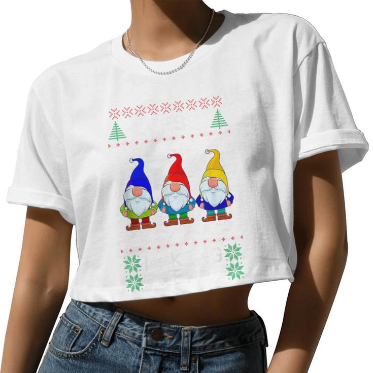 Lefse Making Team Nordic Christmas Tomte Gnome Xmas Women Women Cropped T-shirt