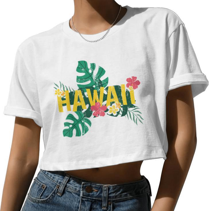 Aloha Hawaiian Sumer Vacation Tropical Flowers Hawaii Women Cropped T-shirt