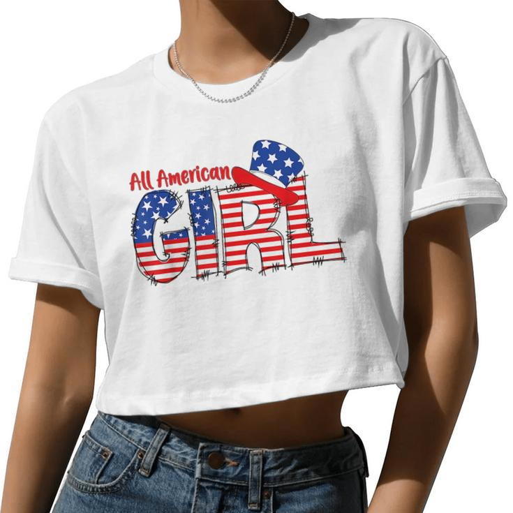 All American Girl Matching Family Fourth 4Th Of July Women Cropped T-shirt