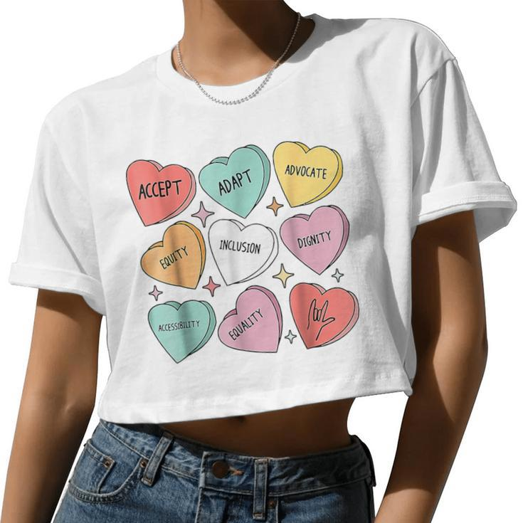 Cute Heart Valentines Day Love Special Education Teacher Women Cropped T-shirt
