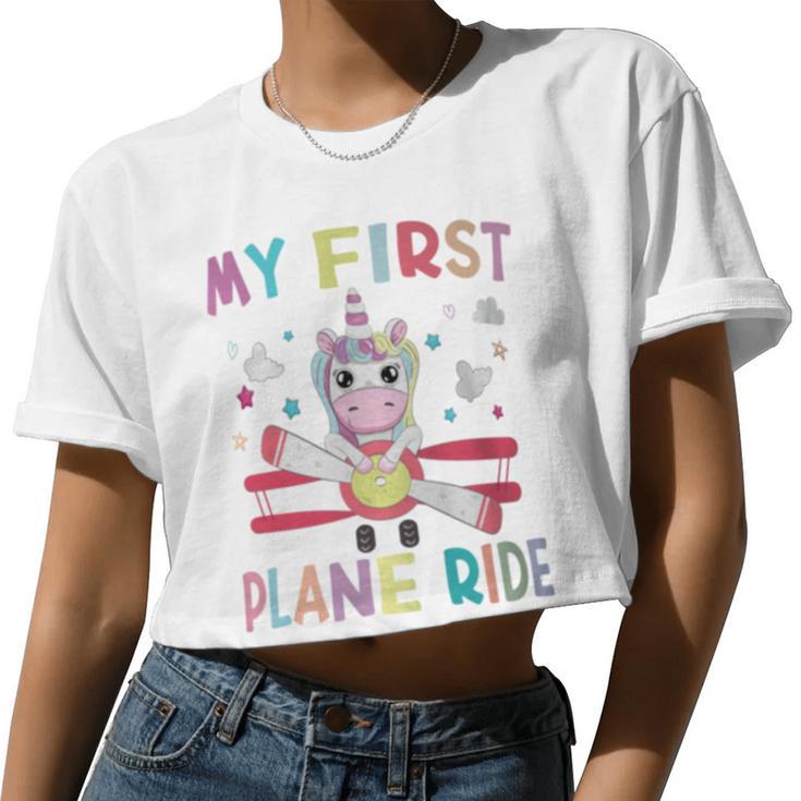 First Time Flying My First Airplane Ride Boys Girls Women Cropped T-shirt