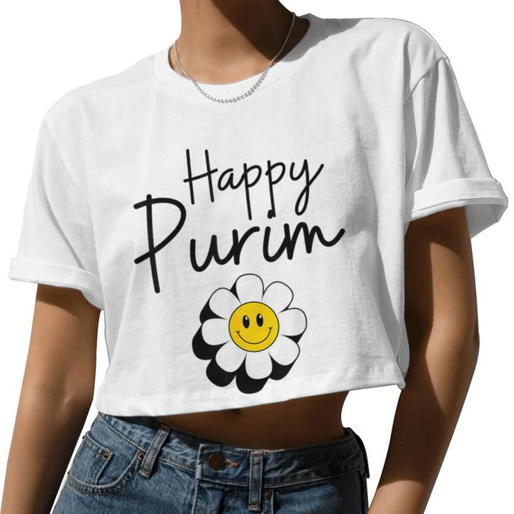 Flower Happy Purim Jewish Purim Costume Women Cropped T-shirt