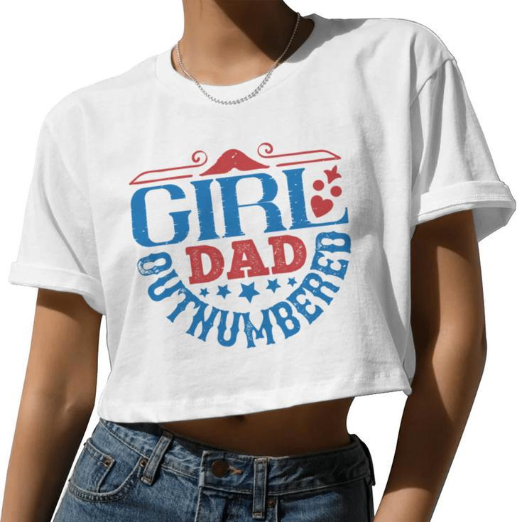 Girl Dad Outnumbered Women Cropped T-shirt