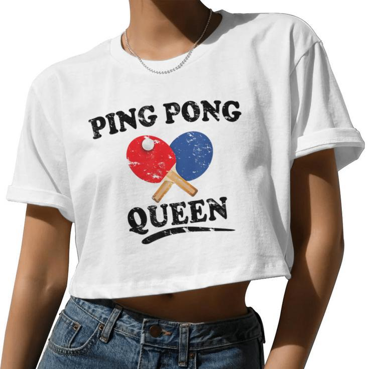 Ping Pong Queen  Table Tennis Paddle Women Cropped T-shirt