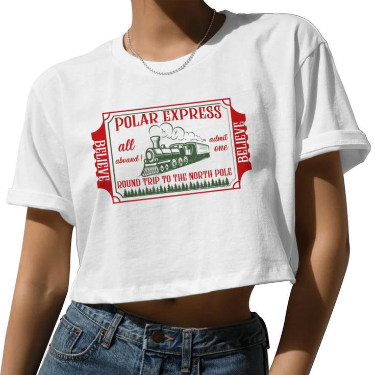 Retro Christmas North Pole Polar Express All Abroad Family Women Cropped T-shirt