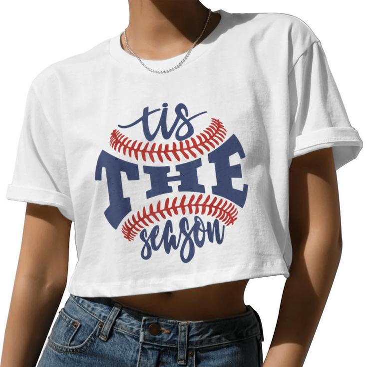 Tis The Season Baseball Mom Women Cropped T-shirt