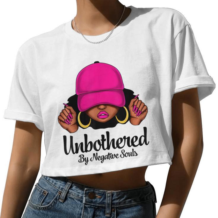 Unbothered Sassy Black Queen African American Afro Woman Women Cropped T-shirt