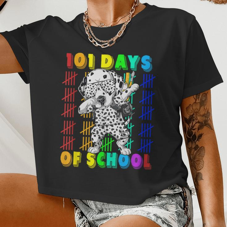 101 Days Of School Dalmatian Dog 100 Days Smarter Teacher Women Cropped T-shirt