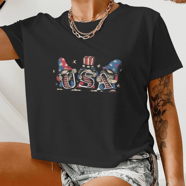 4Th Of July Shirts Women Outfits For Men Patriotic Gnomes Women Cropped T-shirt