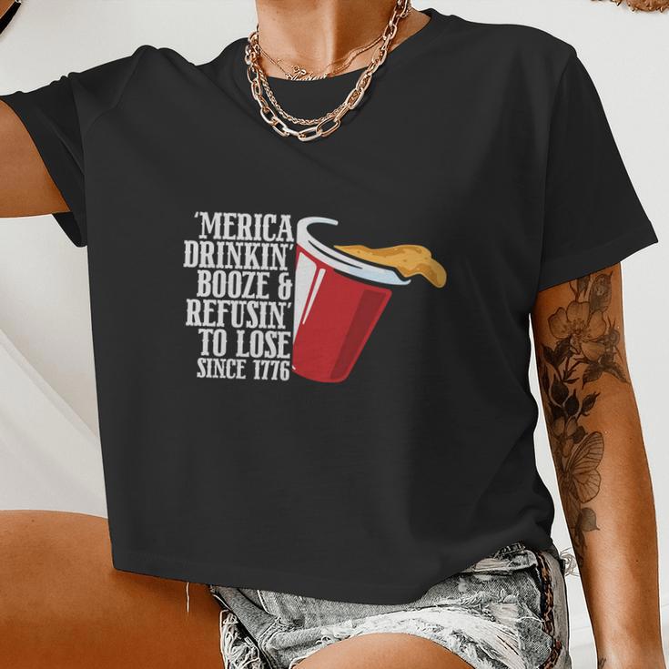 America Drinking Booze Refusing To Lose Since 1776 Plus Size Shirt For Men Women Women Cropped T-shirt