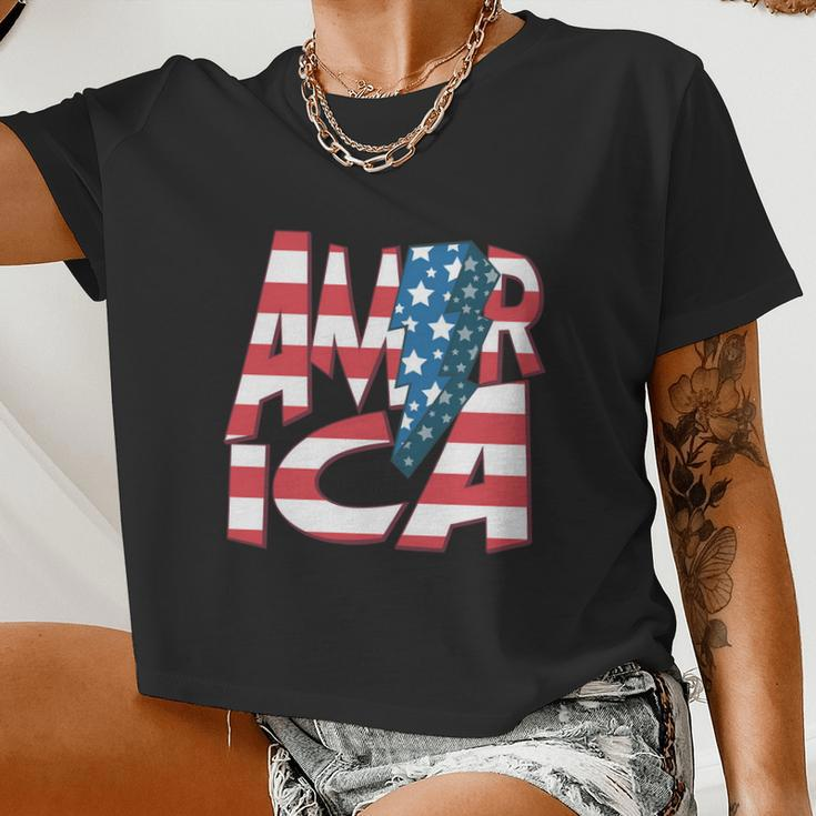 America Usa Flag Patriotic Independence Day 4Th Of July Meaningful Women Cropped T-shirt
