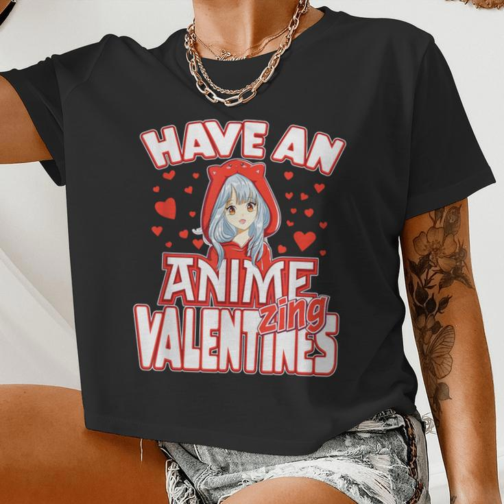 Anime Lover Valentines Day Anime Fans Ns Girls Boys Women Cropped T-shirt