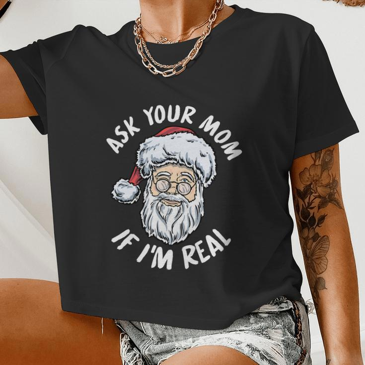 Ask Your Mom If I'm Real V2 Women Cropped T-shirt