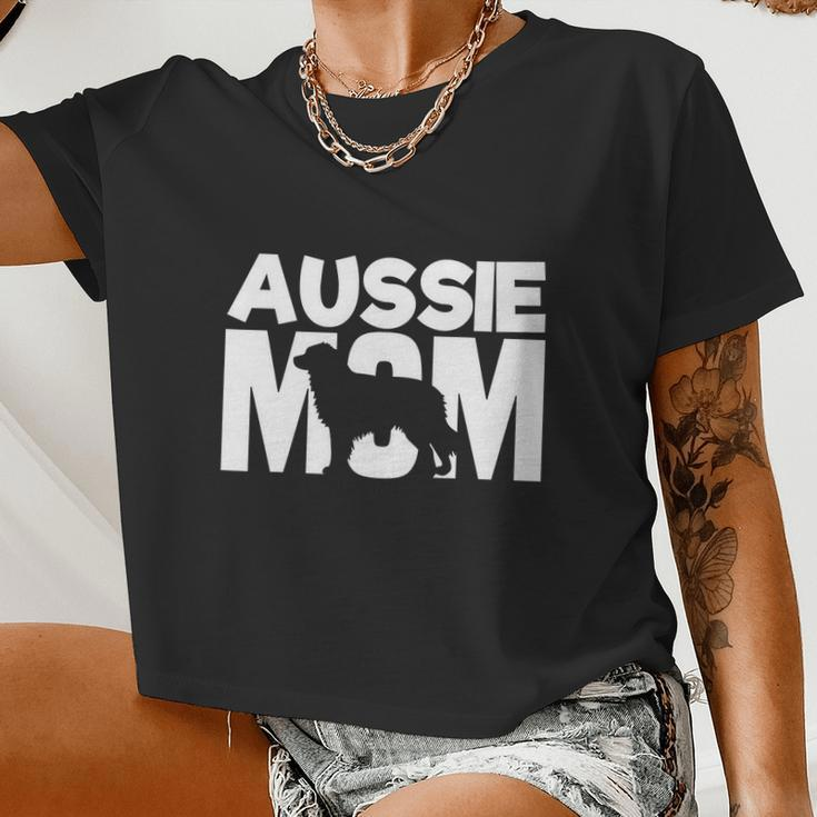 Aussie Shepherd Mom Mama Australian Shepherd Mother Women Cropped T-shirt