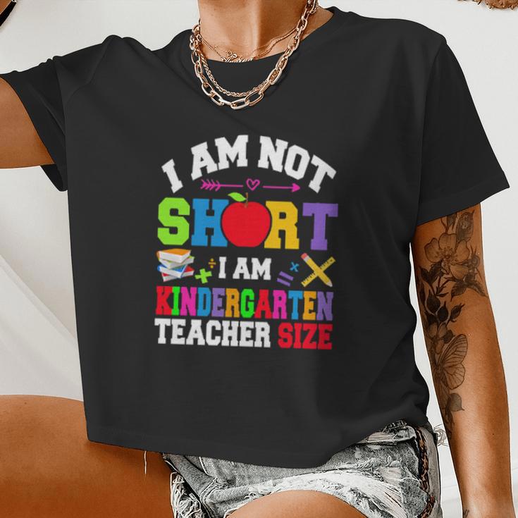 Autism I Am Not Short I Am Kindergarten Teacher Size Women Cropped T-shirt