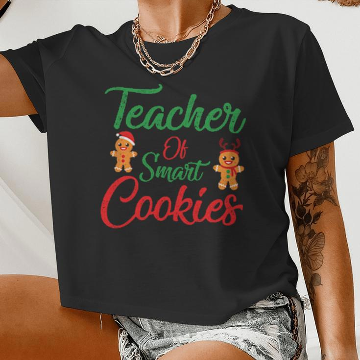 Baker Xmas Teacher Cute Gingerbread Cookies Women Cropped T-shirt