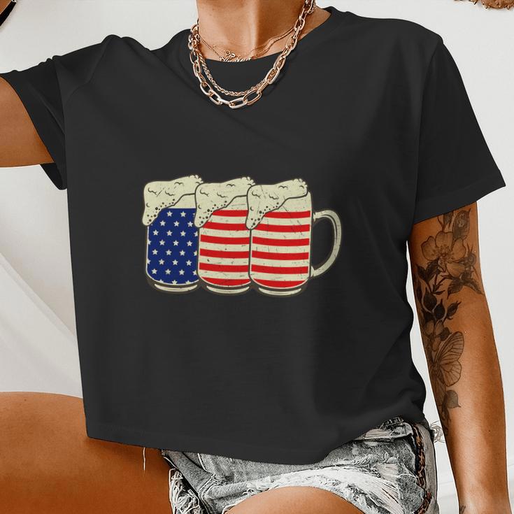 Beer American Graphic 4Th Of July Graphic Plus Size Shirt For Men Women Family Women Cropped T-shirt