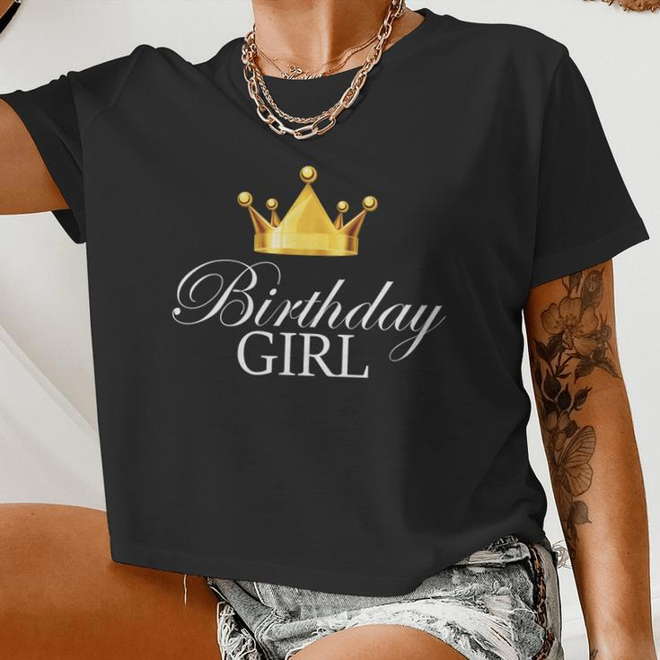 Birthday Girl Queen Crown Limited Edition Women Cropped T-shirt
