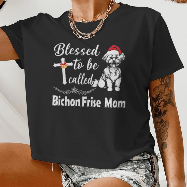 Blesses To Be Called Bichon Frise Mom Outfit Xmas Women Women Cropped T-shirt