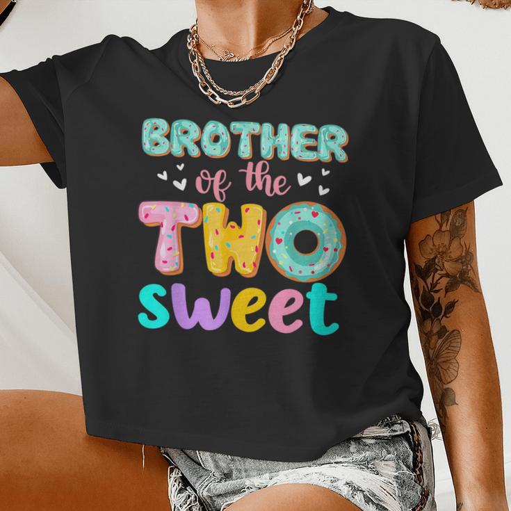 Brother Of The Two Sweet Donut Birthday Family Theme Girl Women Cropped T-shirt