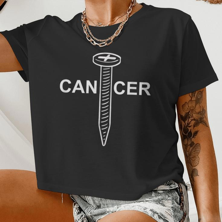Cancer Awareness Screw Cancer Womens Women Cropped T-shirt