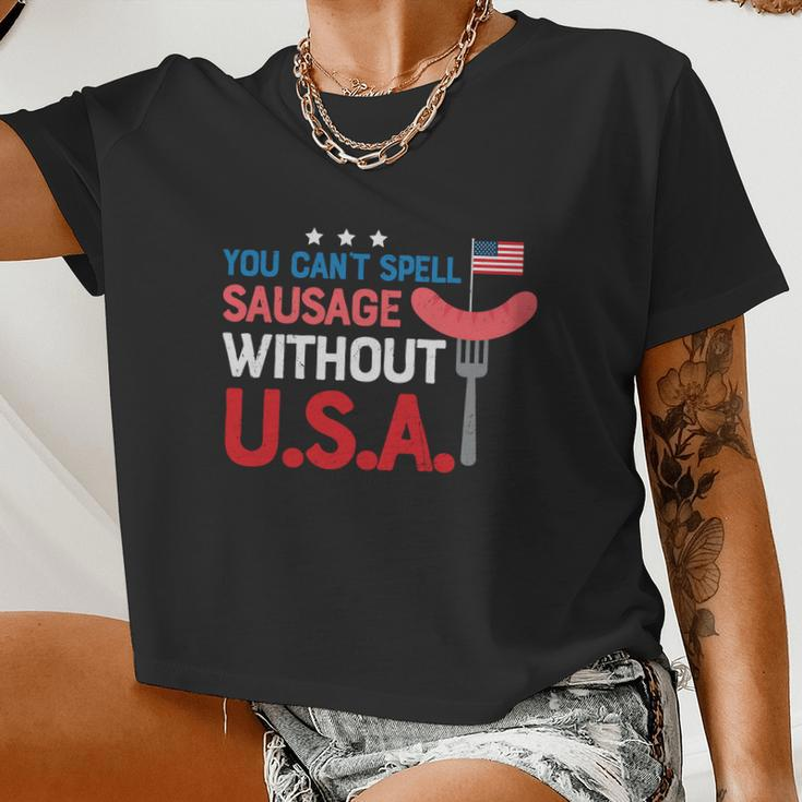 You Cant Spell Sausage Without Usa Plus Size Shirt For Men Women And Family Women Cropped T-shirt