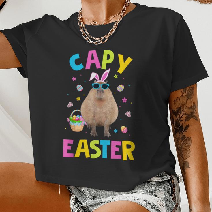 Capy Easter Capybara Animals Boys Girls Easter Day Women Cropped T-shirt