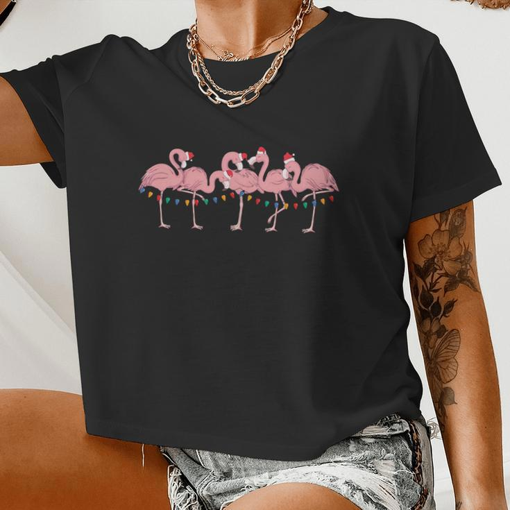 Christmas In July Beach Flamingo Christmas In July Women Cropped T-shirt