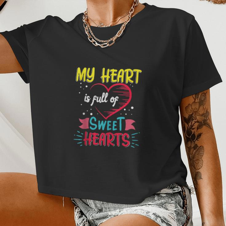 My Class Is Full Of Sweethearts Valentine Teacher Women Cropped T-shirt