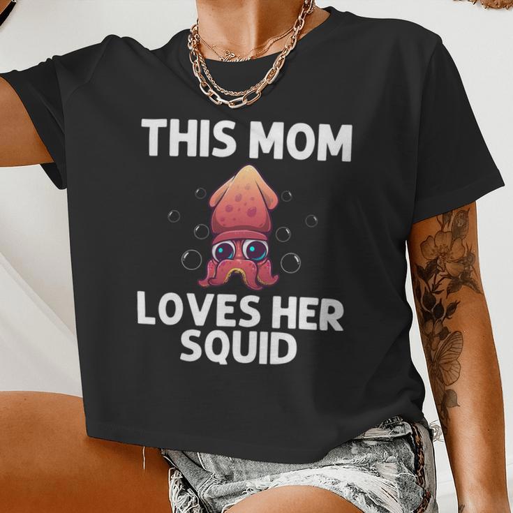 Cool Squid For Mom Mother Octopus Biology Sea Animals Women Cropped T-shirt