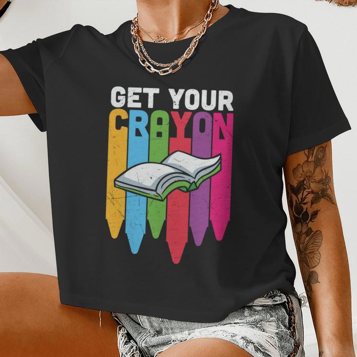 Get Your Cray On Back To School Student Teacher Graphic Shirt For Kids Teacher Women Cropped T-shirt