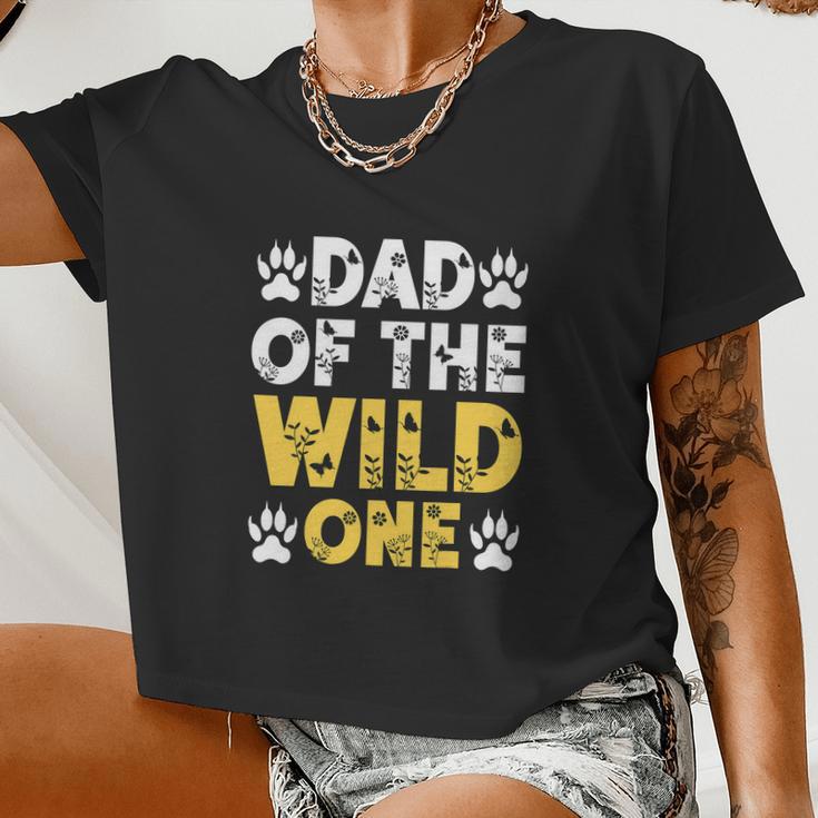 Dad Of The Wild One 1St Birthday Leopard Dad Boy Women Cropped T-shirt