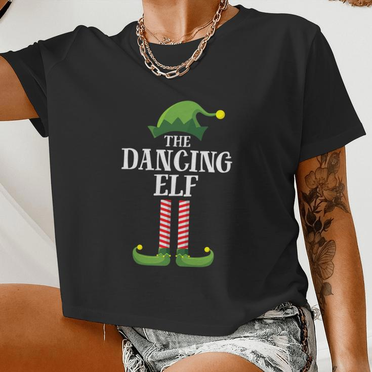 Dancing Elf Matching Family Group Christmas Party Pajama Women Cropped T-shirt