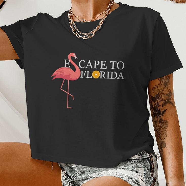 Desantis Escape To Florida Flamingo Orange Women Cropped T-shirt