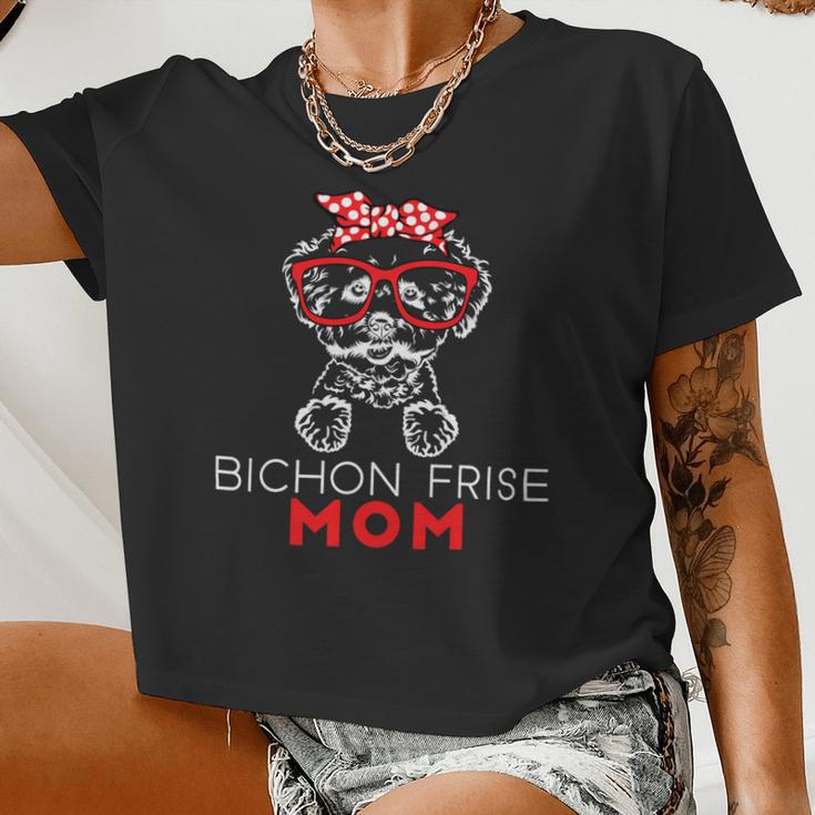 Dog Bichon Frise Mom Dog Lover Bandana Women Women Cropped T-shirt